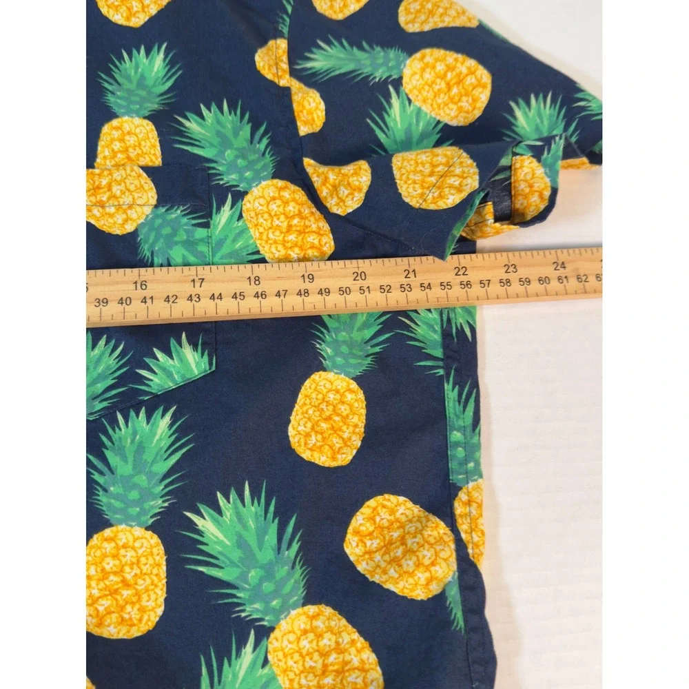 J Crew Mens Slim Fit Short Sleeve Button Down Shirt Large Pineapple Print Resort